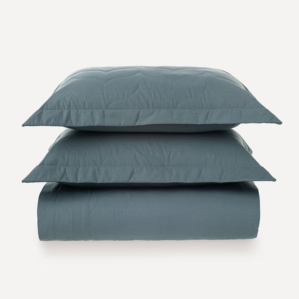 Colcha Queen com 2 Porta-travesseiros 200 Fios Tom Anoitecer Azul
