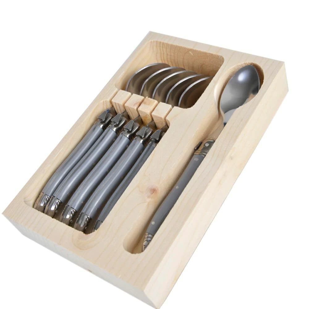Colher de Sobremesa de Aço Inox Laguiole Cinza 16cm 6pçs