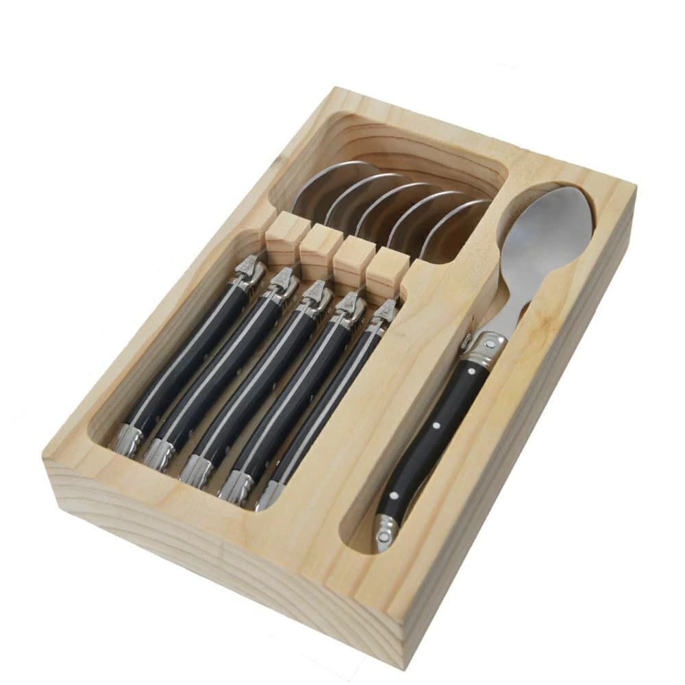 Colher de Sobremesa de Aço Inox Laguiole Preto 16cm 6pçs