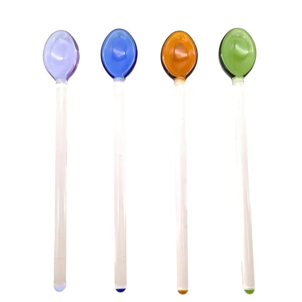 Colher de Vidro Dot 15cm 4pçs