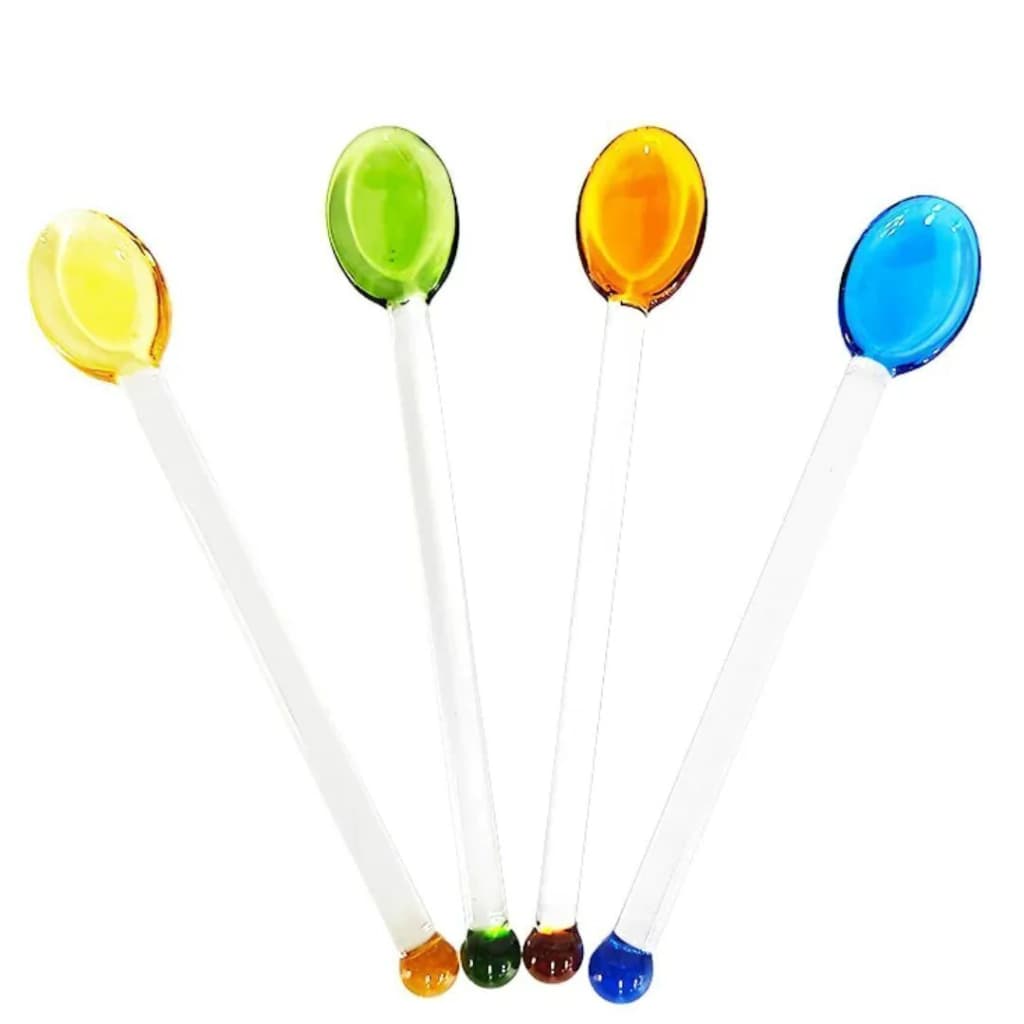 Colher para Café de Vidro Colorido 16cm 4pçs