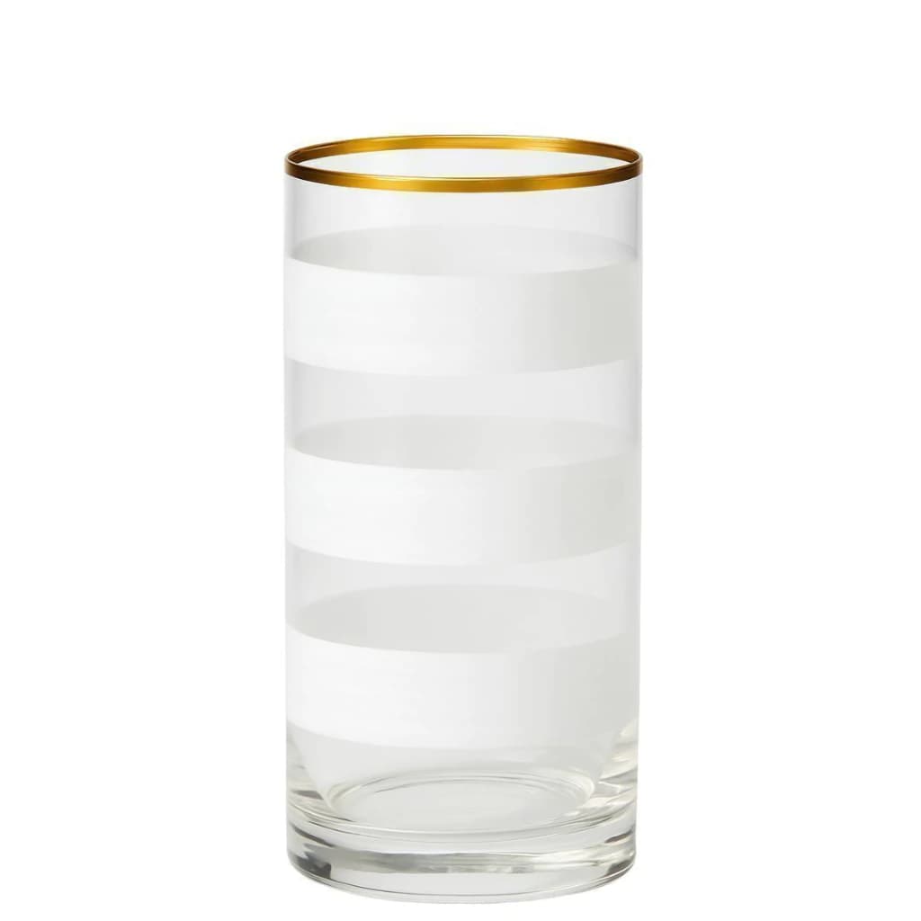 Conjunto de Copos de Vidro Auguri Casa Stripes Branco 300ml 6pçs
