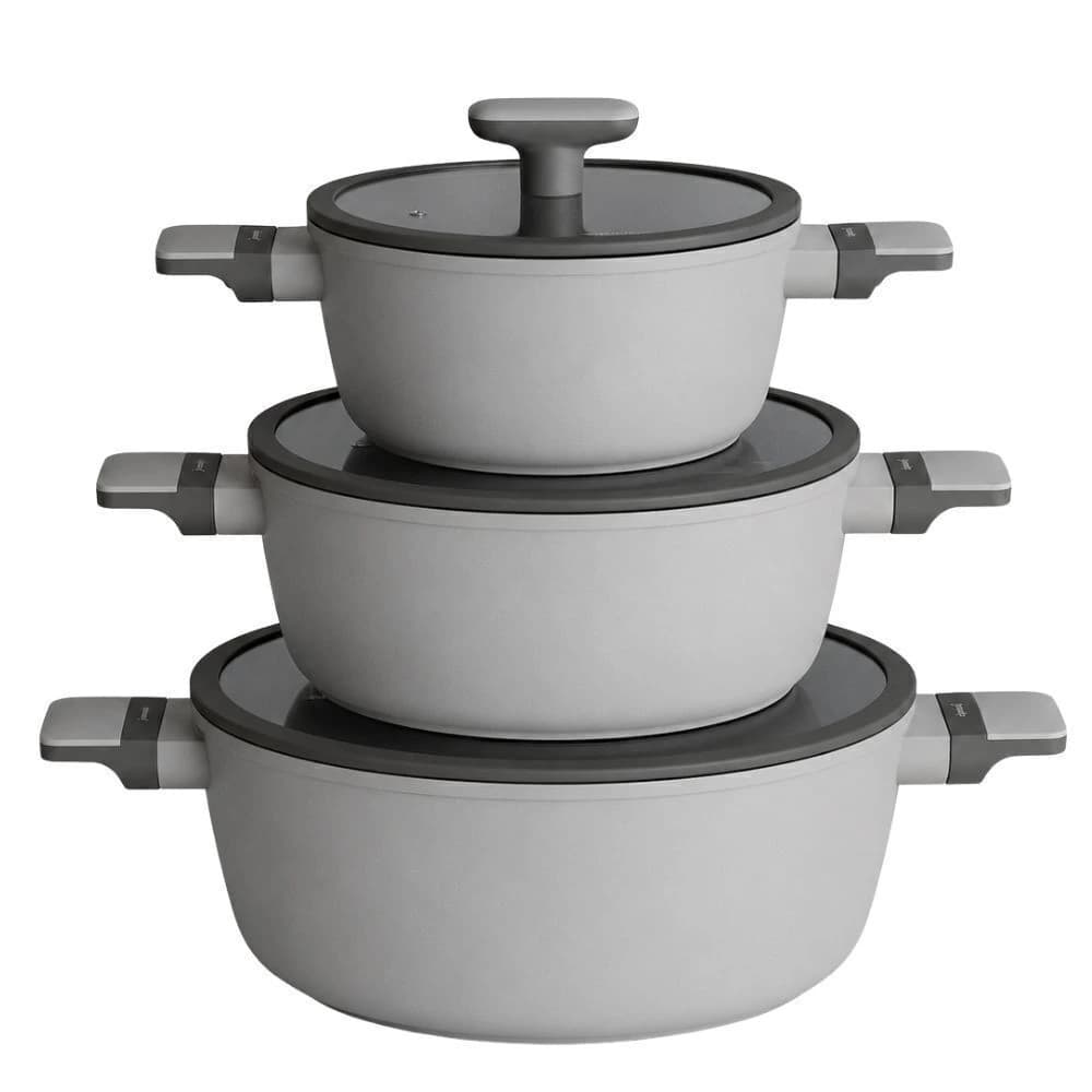 Conjunto de Panelas Antiaderentes Jomafe Neutral Grey 3pçs
