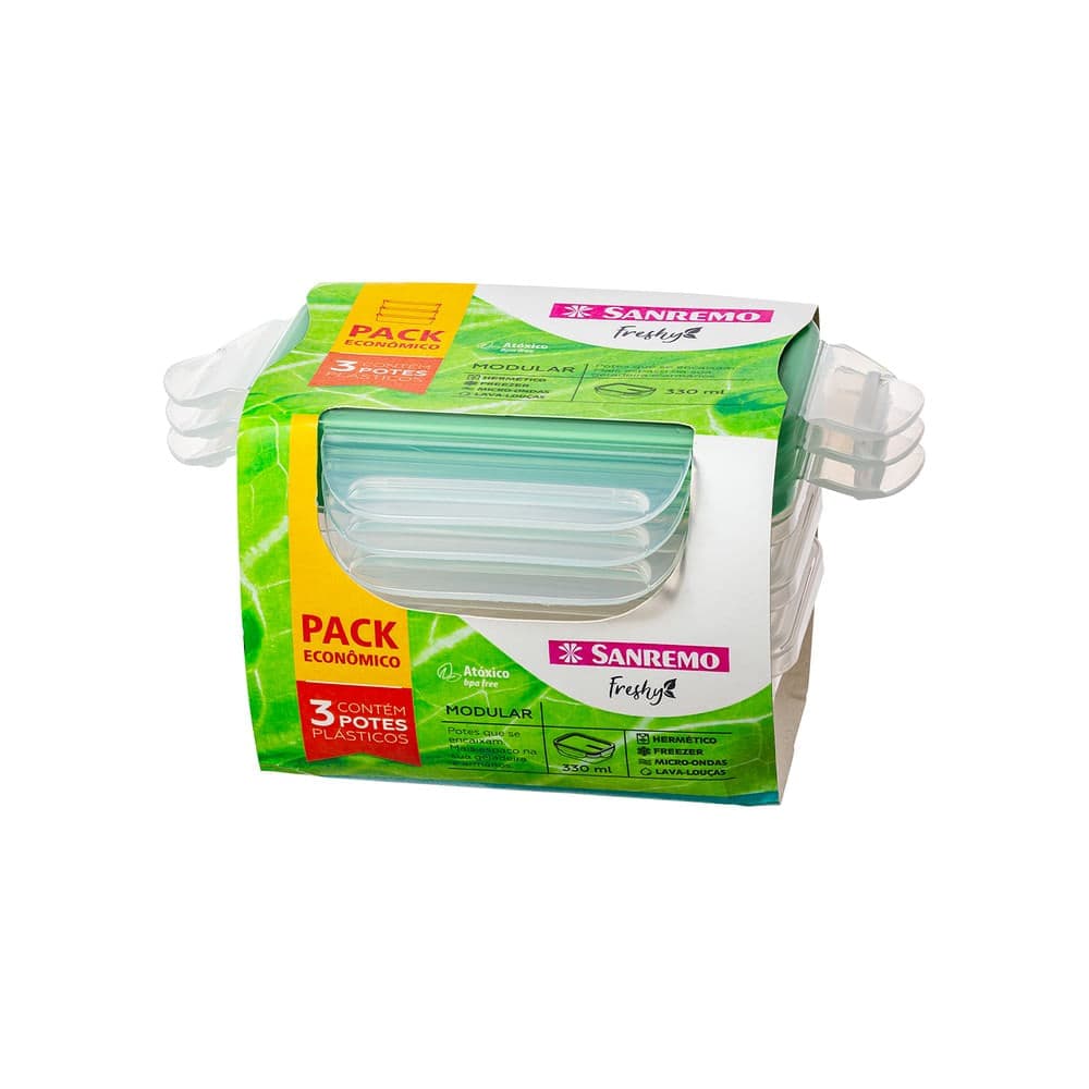 Conjunto de Potes Freshy 3 Peças 330mL - Sanremo