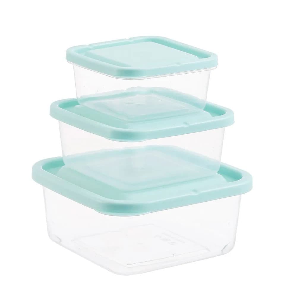 Conjunto de Potes Quadrado 3 Peças Verde - Mozcada