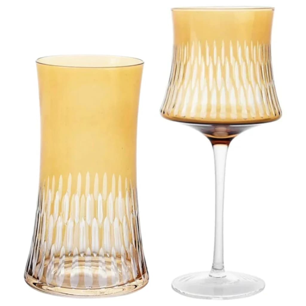Conjunto de Taças e Copos de Vidro Âmbar 12pçs