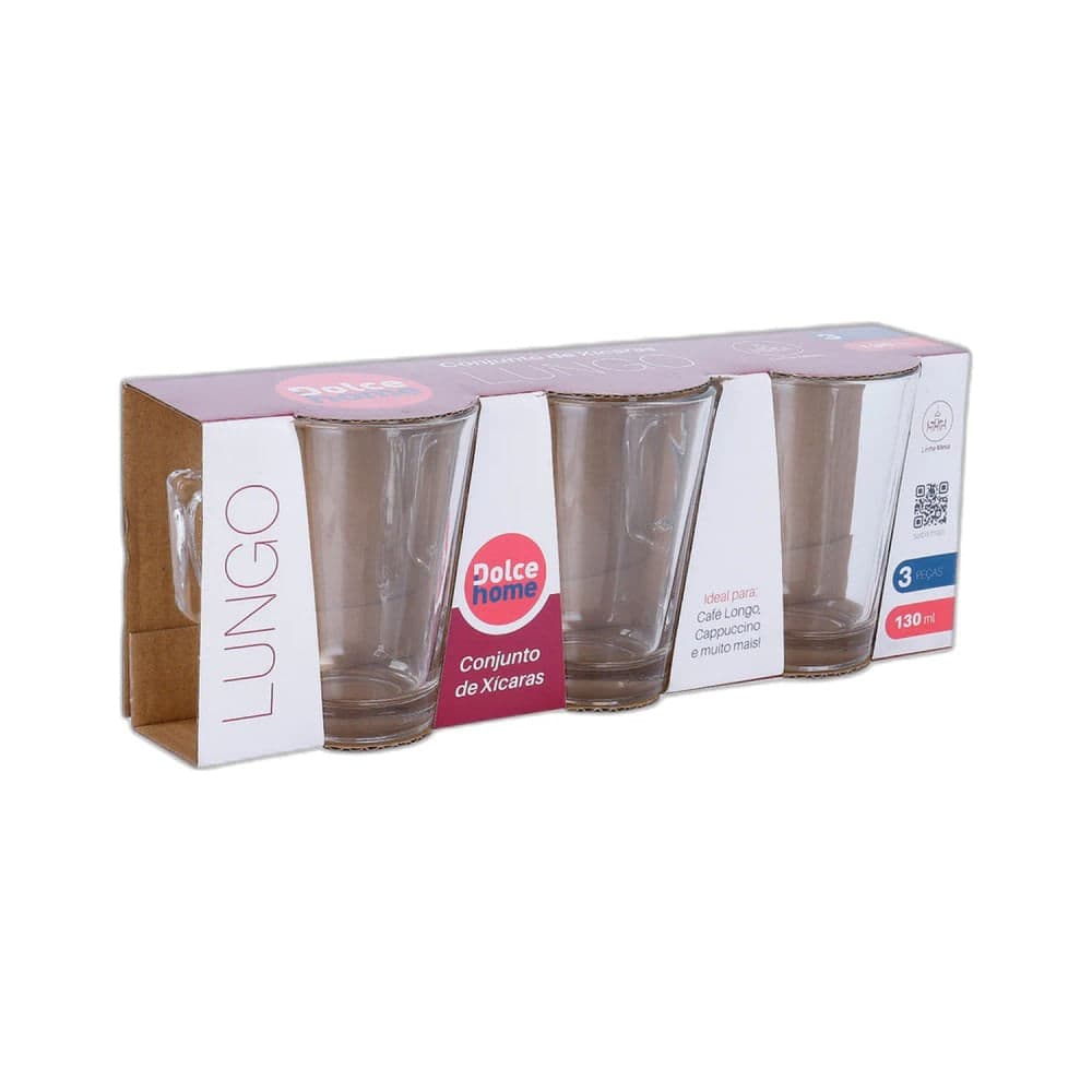 Conjunto de Xícaras Lungo 3 Peças 130mL - Dolce Home