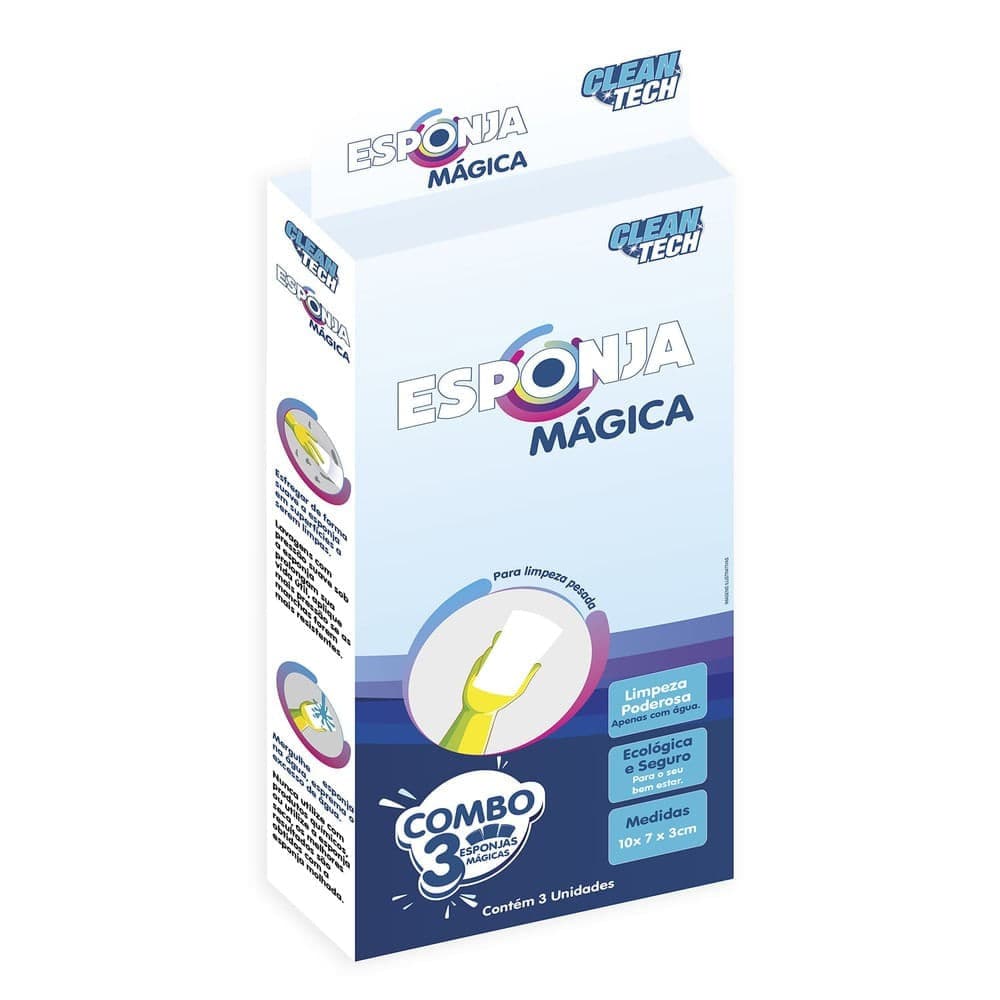 Conjunto Esponja Mágica 3 Peças - Clean Tech