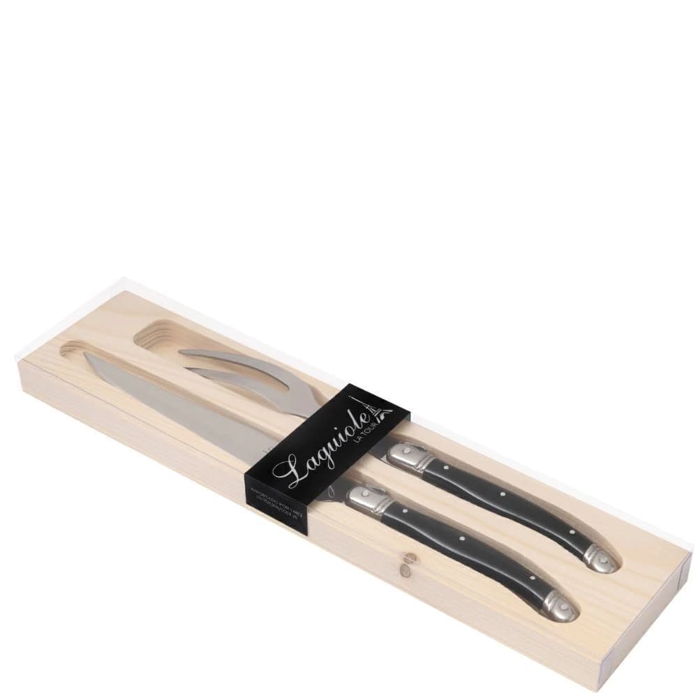 Conjunto Trinchante de Aço Inox Laguiole Preto 2pçs