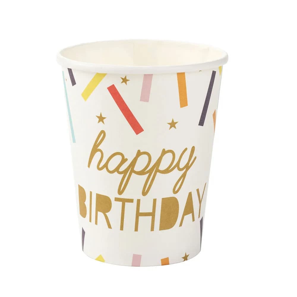 Copo de Papel 270mL Happy Birthday 10 Unidades - Silver Plastic
