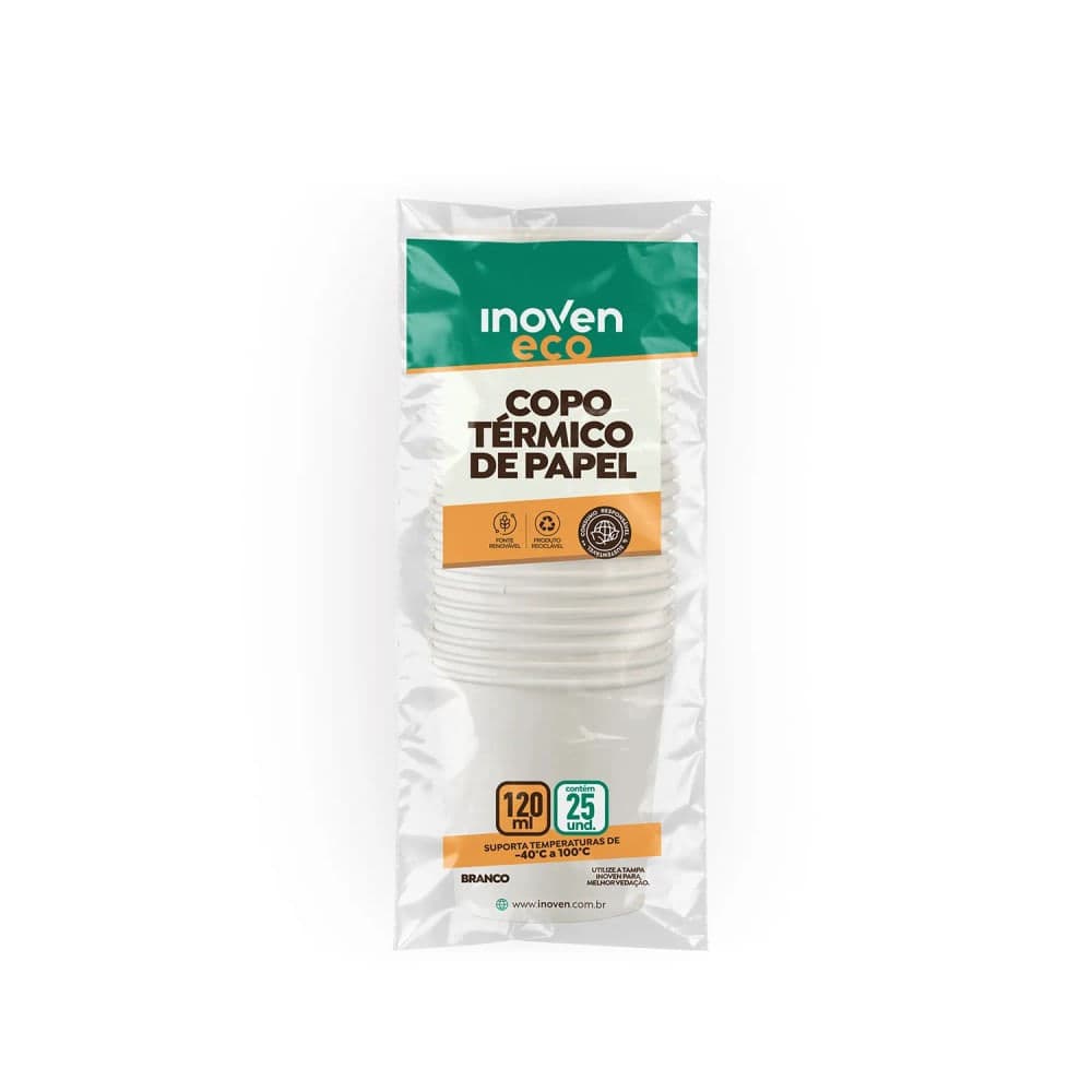 Copo Térmico de Papel 120mL Branco - Inoven