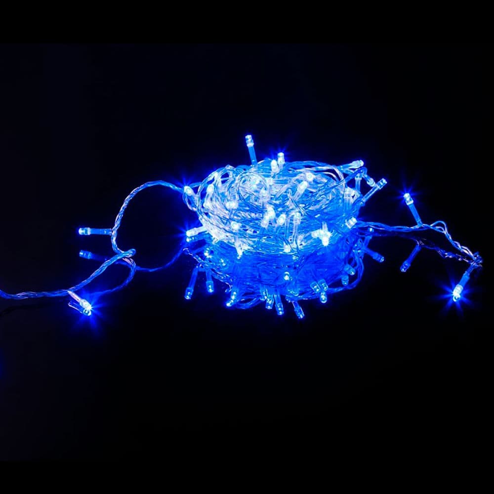 Cordão 100 Leds 8 Funções 9,2m Luz Azul 127v - V8