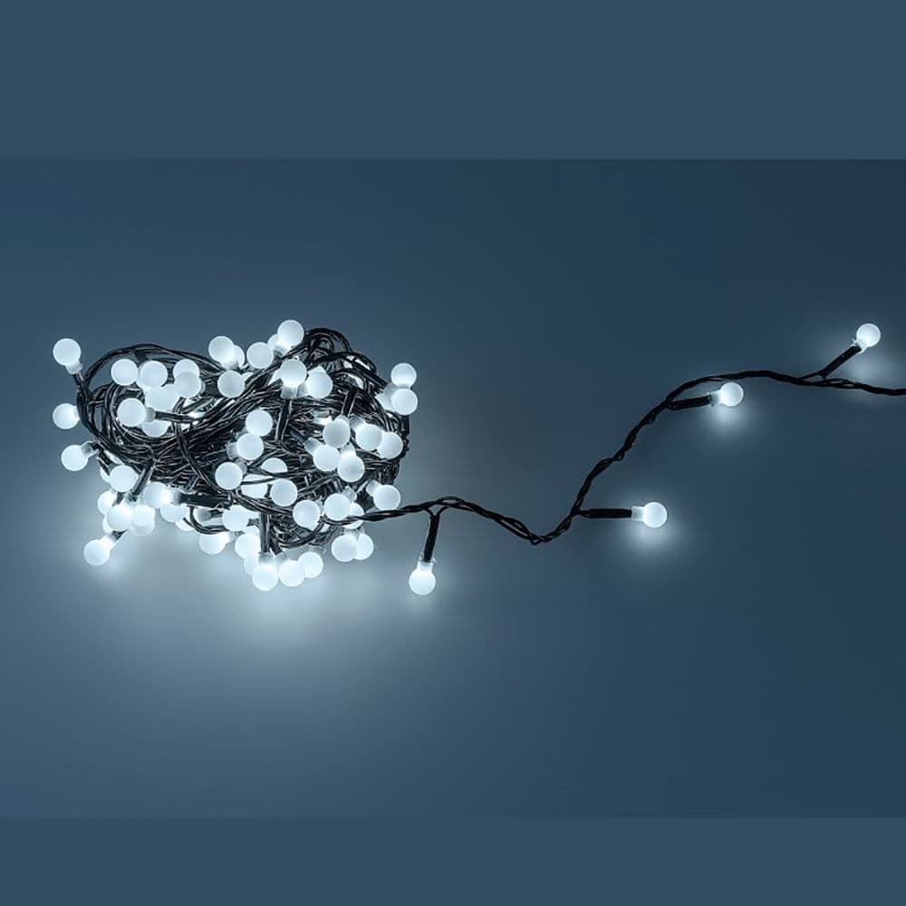 Cordão Luminoso 100 Bolas Led Branco 8 Funções 220v - V8