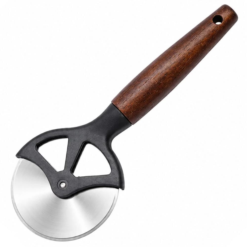 Cortador de Pizza de Aço Inox com Cabo de Madeira 21cm
