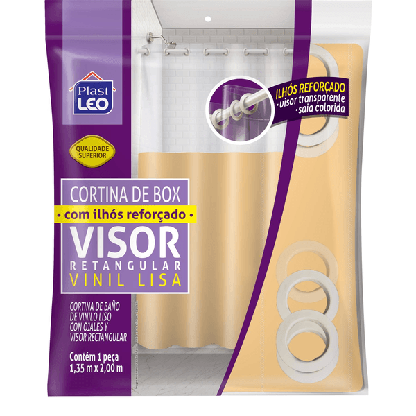 Cortina Box com Ilhós e Visor Retangular 1,35x2,00m - Bege