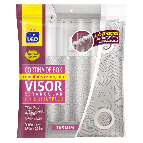 Cortina Box com Ilhós e Visor Retangular 1,35x2,00m - Jasmim