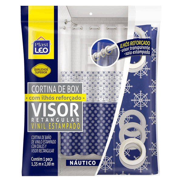 Cortina Box com Ilhós e Visor Retangular 1,35x2,00m - Náutico