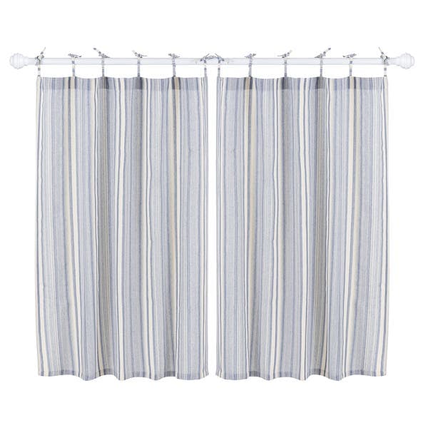 Cortina Eco Listrado Algodão Azul 2,20x1,30m 2 Folhas Speciatta