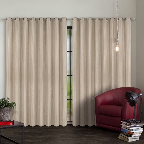 Cortina Ilhós 2 Folhas 2,60x5,40m Bege, Modelo Chino, da Beca Decor