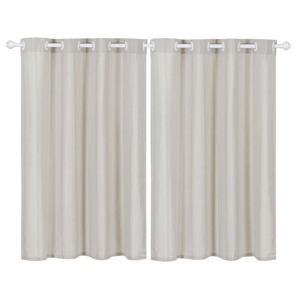 Cortina Panamá Strip Naturalle Ilhós 2 Folhas 2,40x1,20m Bege|Cinza