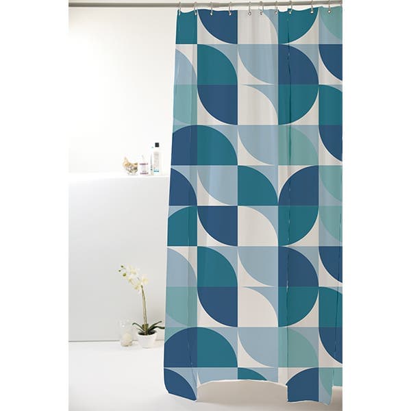 Cortina para Box 1,98x1,80cm Poliéster Geometica Azul Komlog
