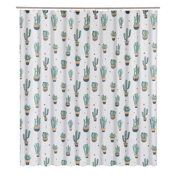 Cortina para Box Poliéster Cactos Verde 1,98x1,80m Bella Casa