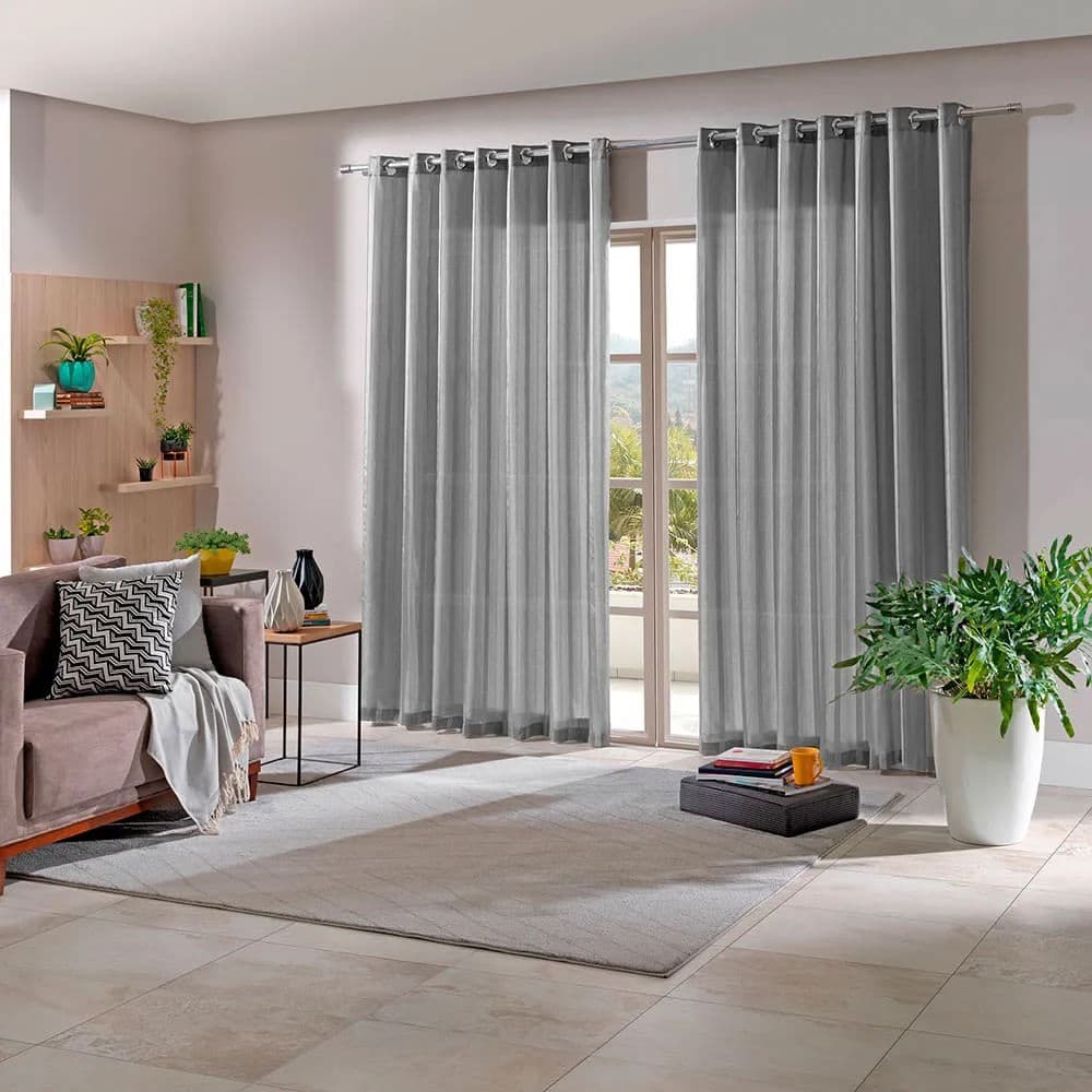 Cortina para Sala e Quarto Duplex Paternon 3x1,7m Titânio - Bella Janela