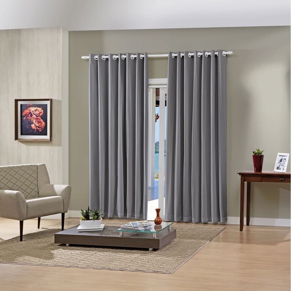 Cortina Pratika Cinza Escuro 3,60 x 2,50m - Bella Janela