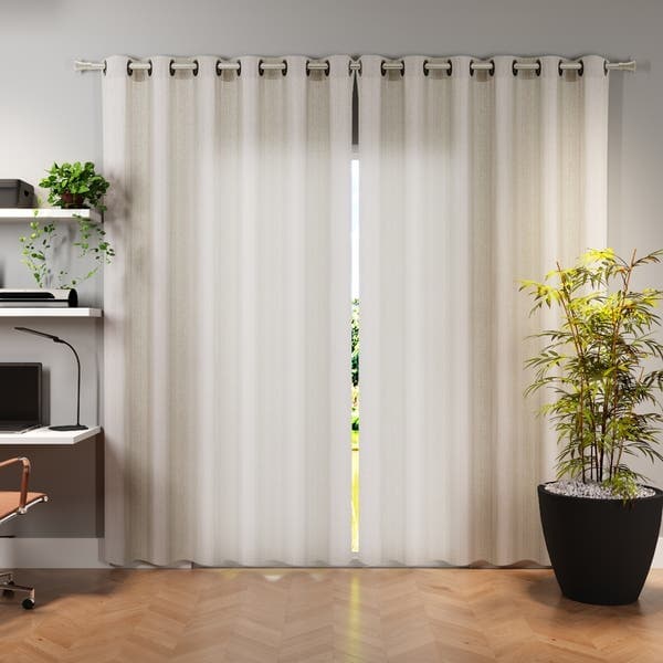 Cortina Veneza Beca Decor Ilhós 2 Folhas 4,00x2,60m Cinza|Bege