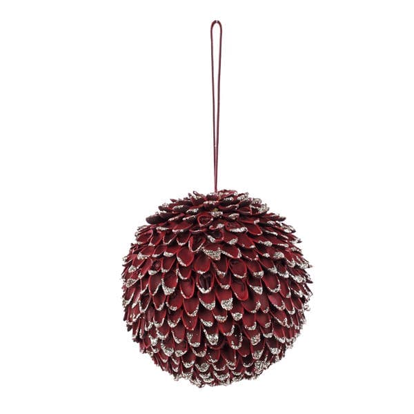 Enfeite Adorno Bola Madeira Vermelho 11x11x11cm Cromus