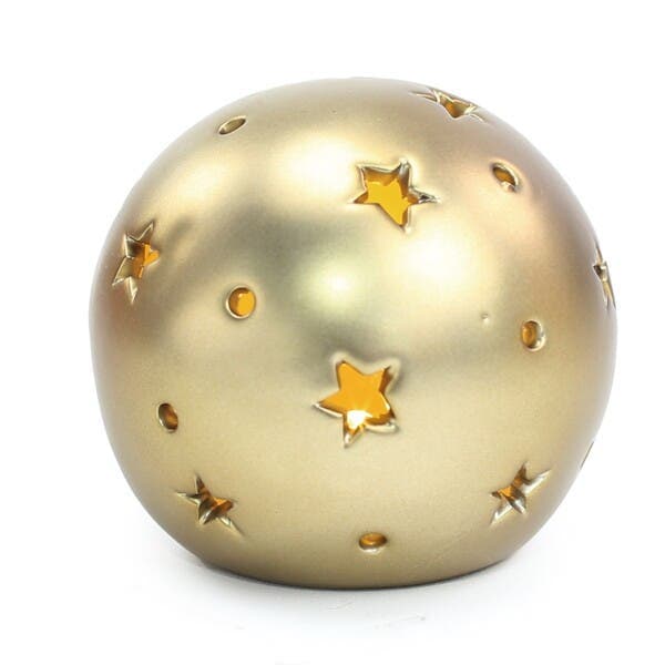 Enfeite de Natal Bola Estrelada Dourada Mineral 7x8x8cm Cromus