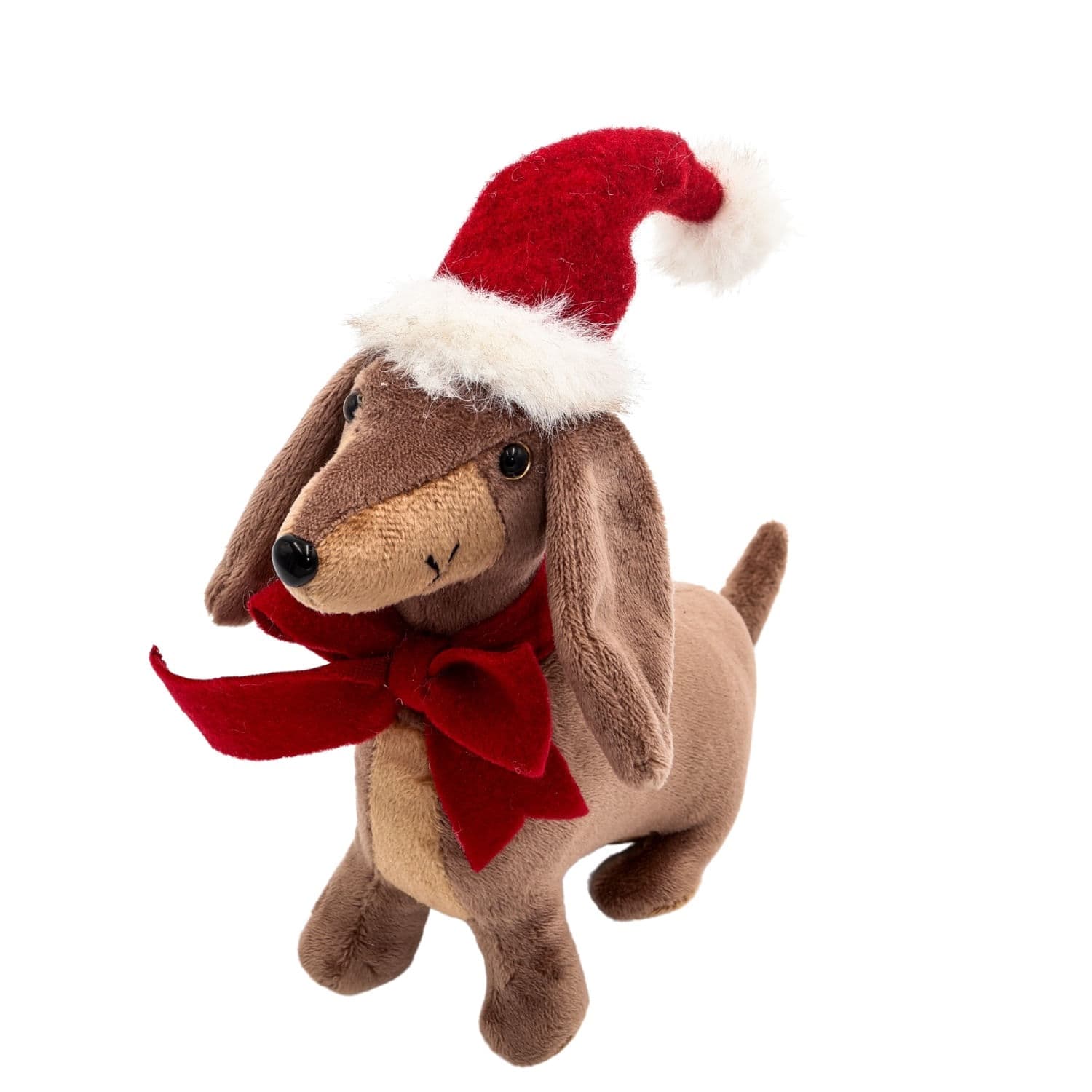 Enfeite de Natal Cachorro Caramelo Gorro Vermelho - Yangzi