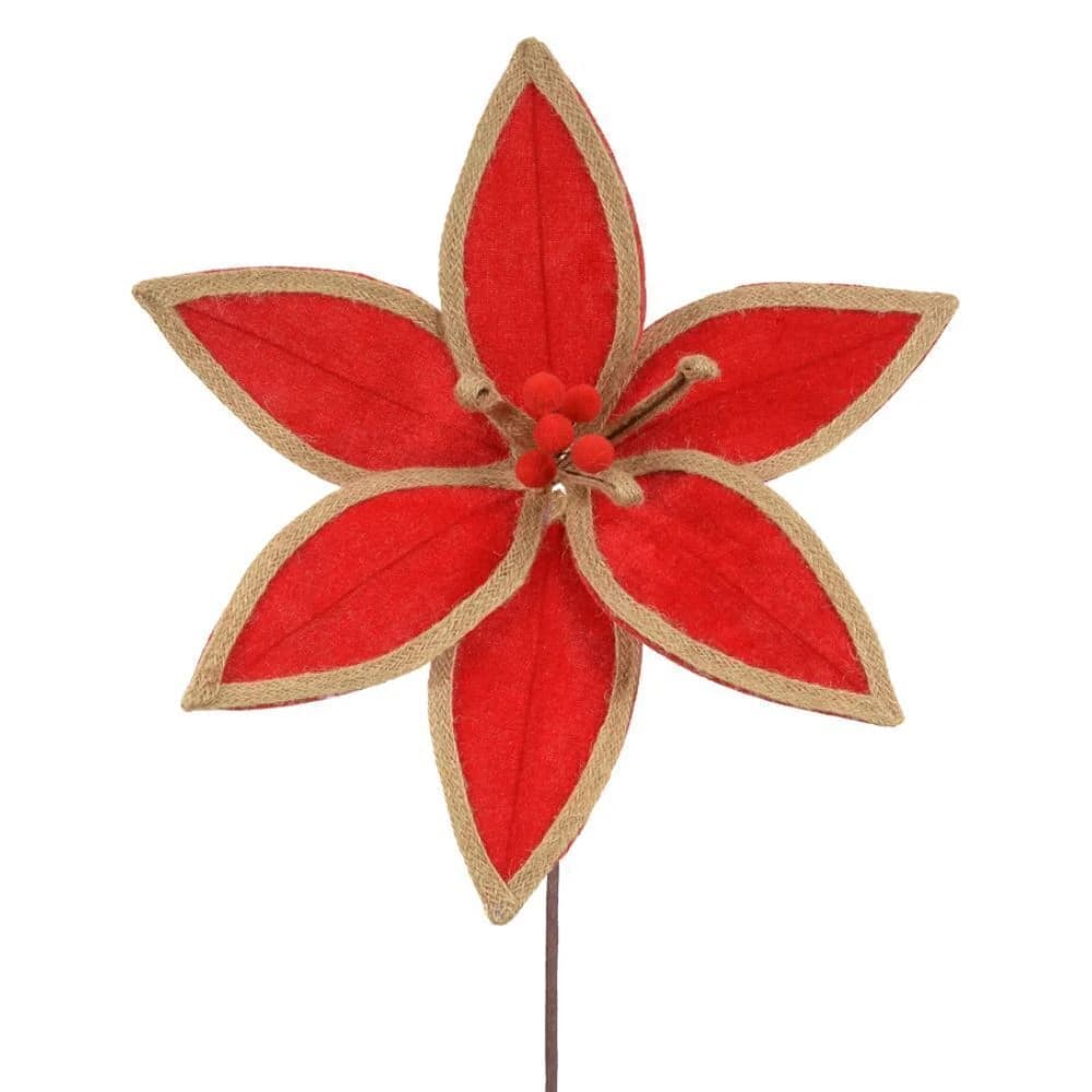 Enfeite de Natal Flor Bico de Papagaio Vermelho 34cm