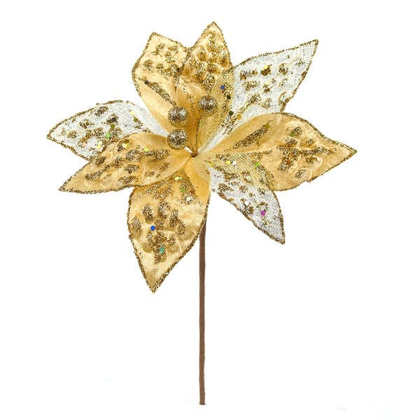 Enfeite Flor Tecido Ouro Velho 20x20x20cm Cromus
