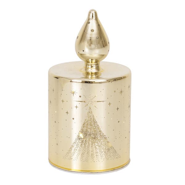 Enfeite Vela Eletrônica Vidro Ouro Velho 15x7x7cm Cromus
