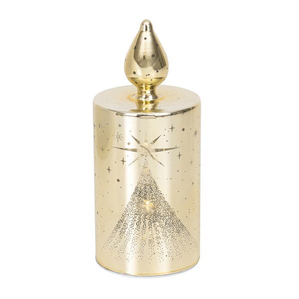 Enfeite Vela Eletrônica Vidro Ouro Velho 17x7x7cm Cromus