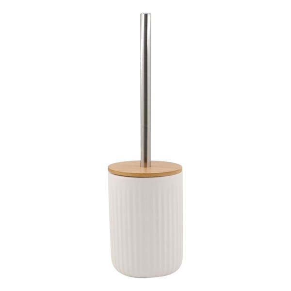 Escova Sanitária Cerâmica com Bambu Branco Banheiro Oikos