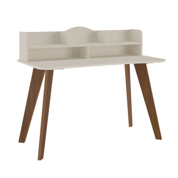 Escrivaninha 99,5x120x60cm Off White com Cedro Madeira Sofia Artely