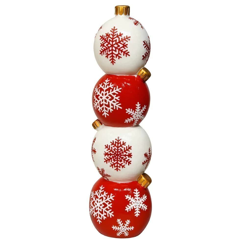 Escultura de Guizos de Natal de Resina Branco e Vermelho 54x12cm