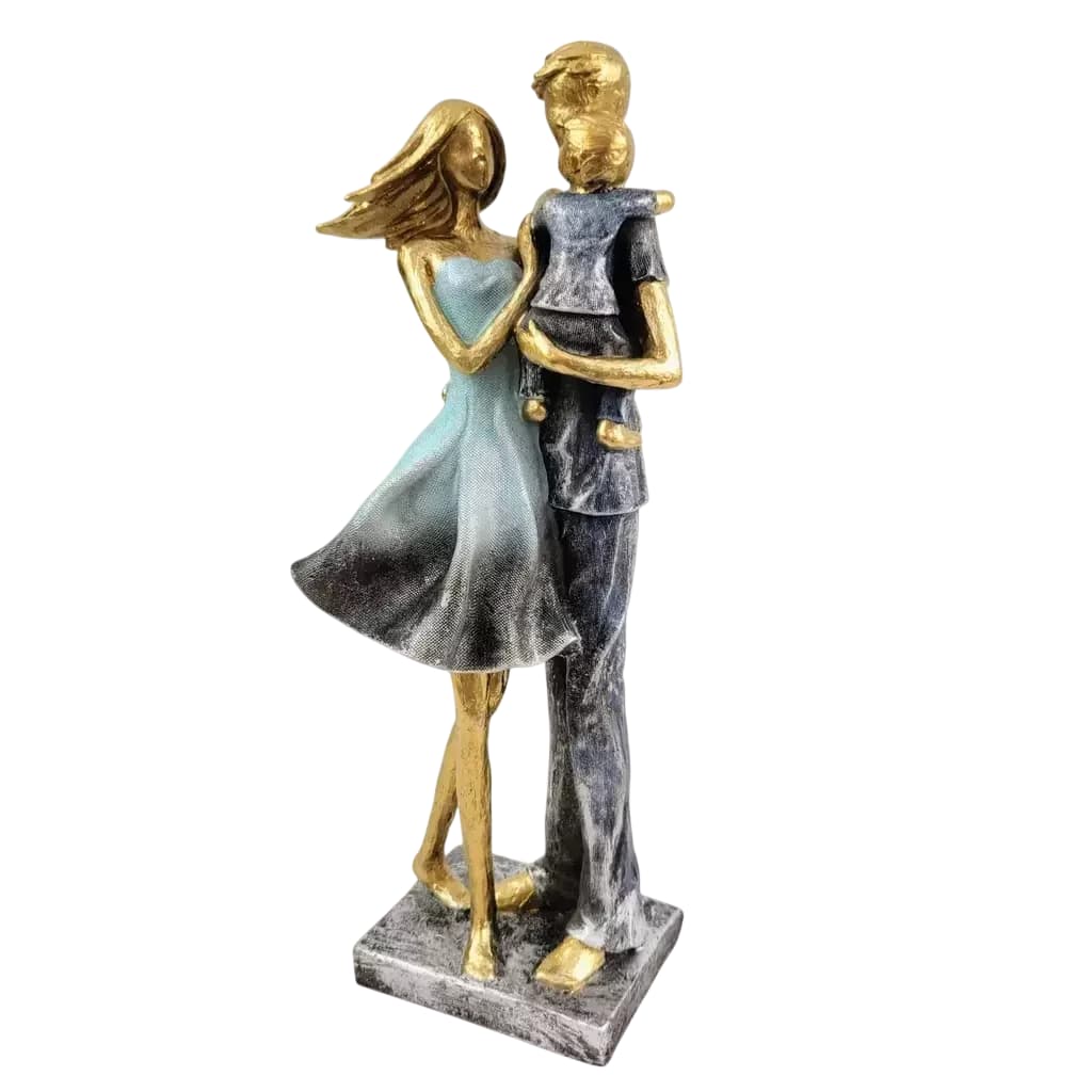 Escultura Decorativa Casal Com Filho