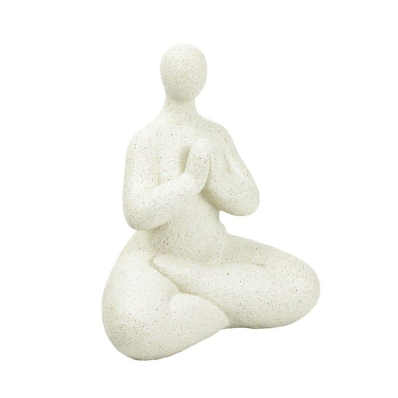 Escultura em Resina Meditação Mão Lucatti Creme 19 x 17 x 11 cm