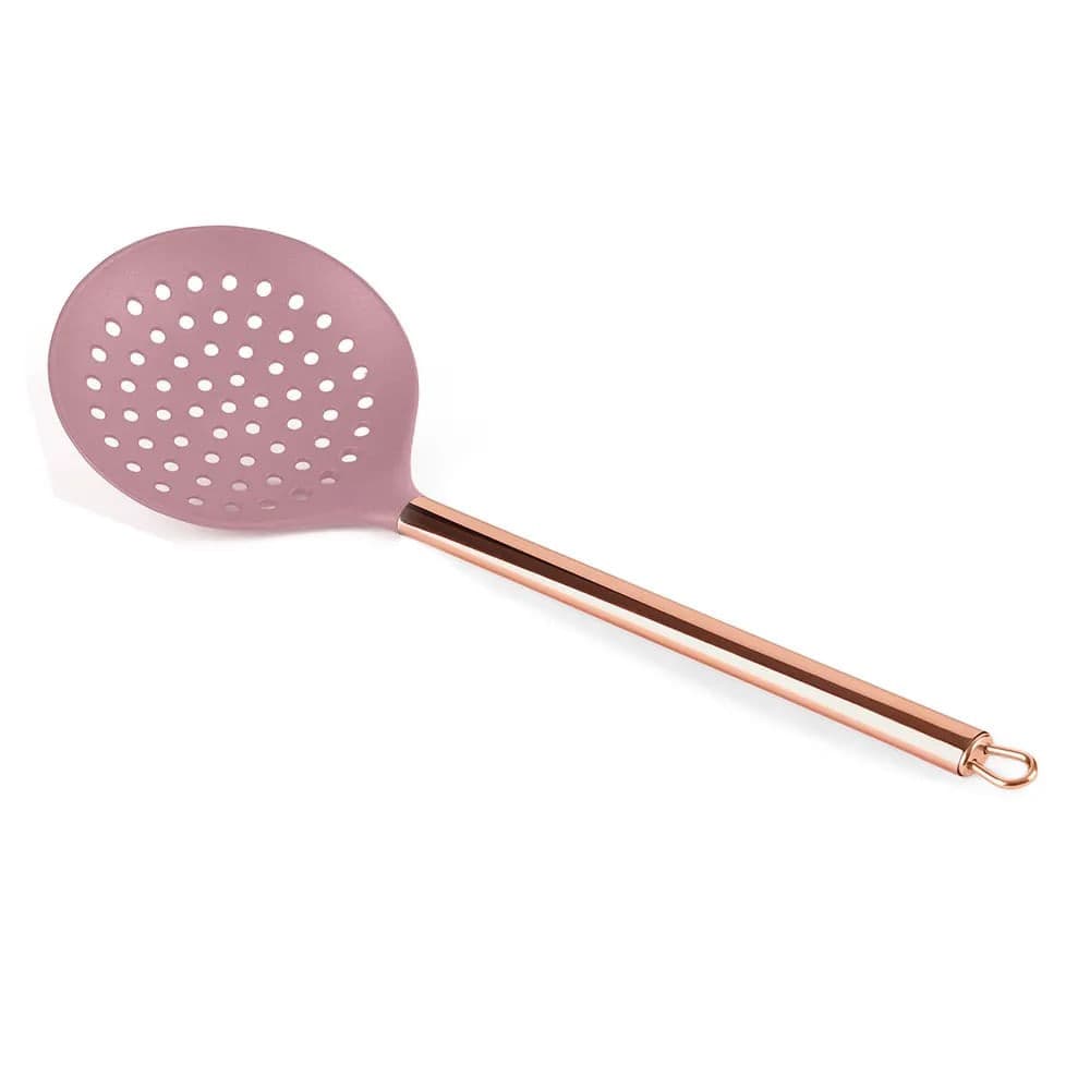 Escumadeira de Nylon 31cm Rosa - Plasvale