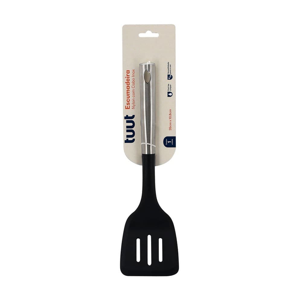 Espátula de Silicone Com Cabo de Inox Preta - Tuut