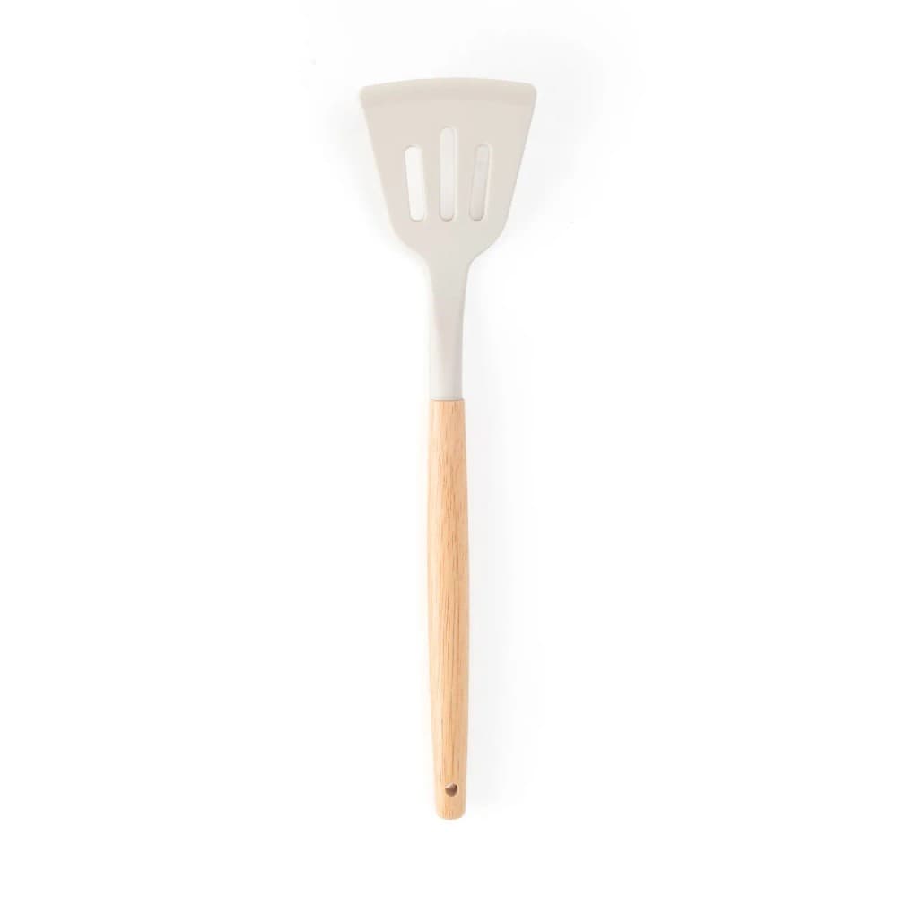 Espátula de Silicone com Cabo De Madeira 30cm Cinza - Mozcada
