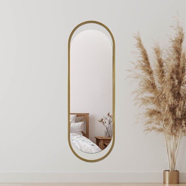 Espelho Grande Oval 140x43cm Dourado Com Moldura Glam E2G Design