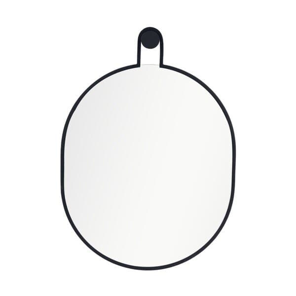Espelho Oval 58x48cm Preto Com Moldura Pêndulo Inspire