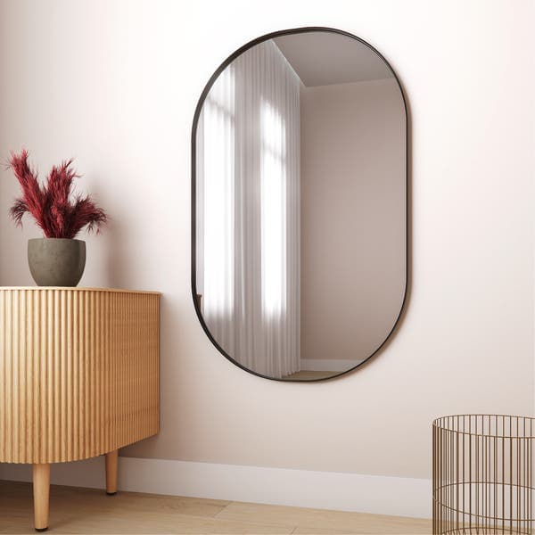 Espelho Oval 95x60cm Preto Com Moldura May508 Mayuri