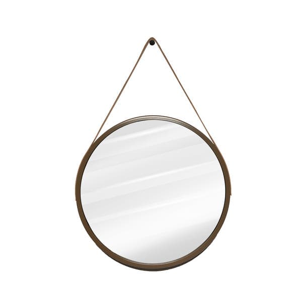 Espelho Redondo 55x55cm Marrom Com Moldura Adnet Inspire