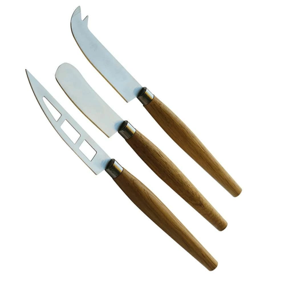 Faca para Queijo de Aço Inox e Madeira 3pçs