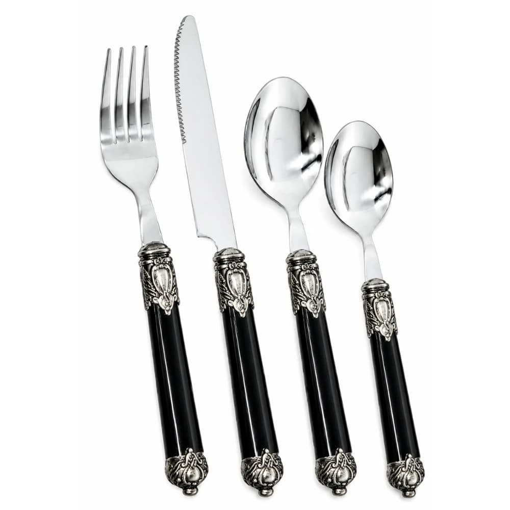 Faqueiro de Aço Inox Jaipur Preto 24pçs